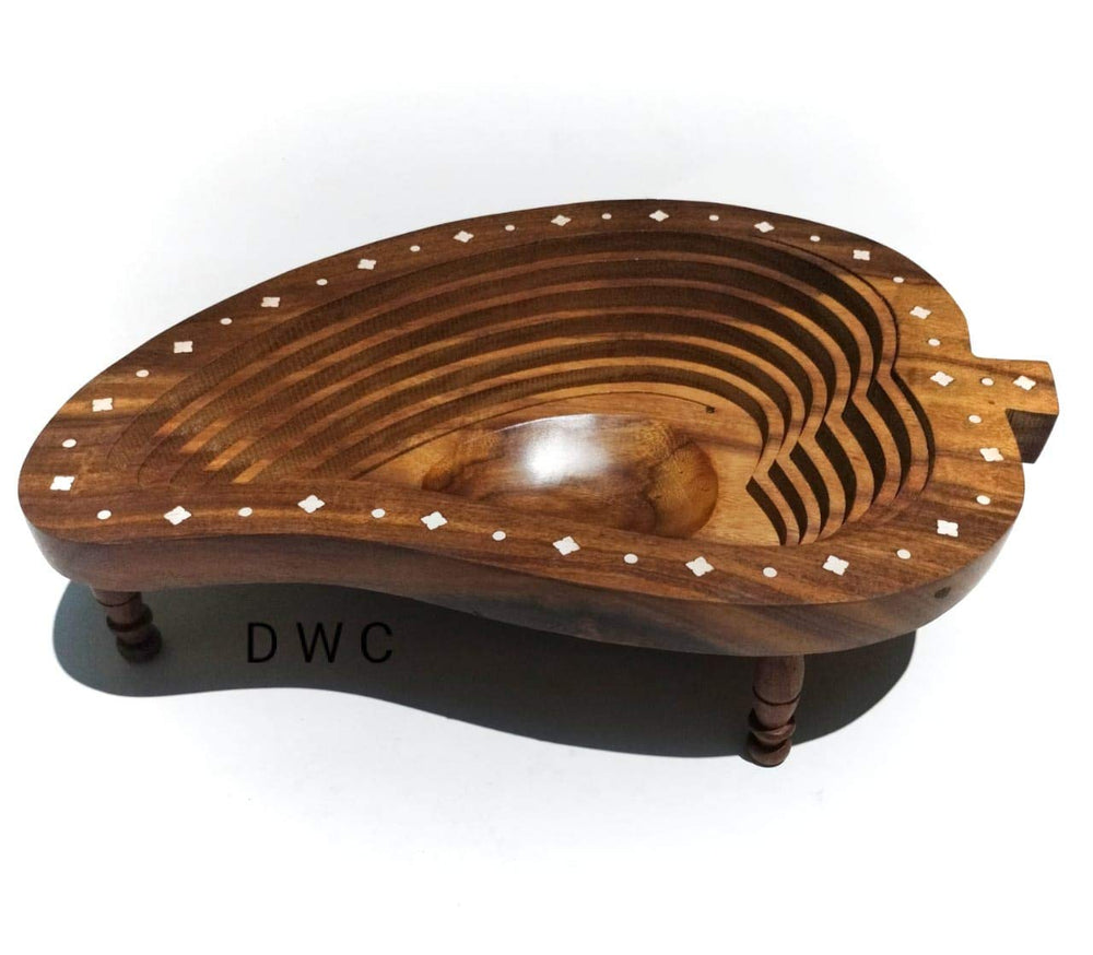 Wooden Beautiful Dry Fruit Foldable Basket Mango Shape