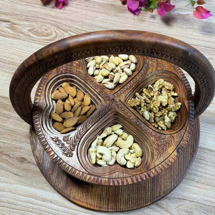 Handcrafted Foldable Dry Fruit Basket With 4 Partitions