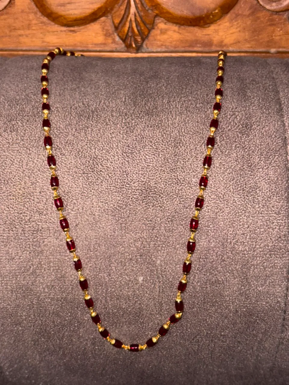 Brown Pearl Chain with Gold Plated Caps