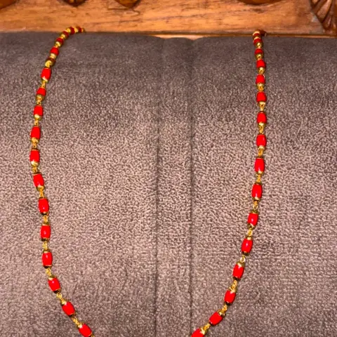Red Pearl Chain with Gold Plated Caps