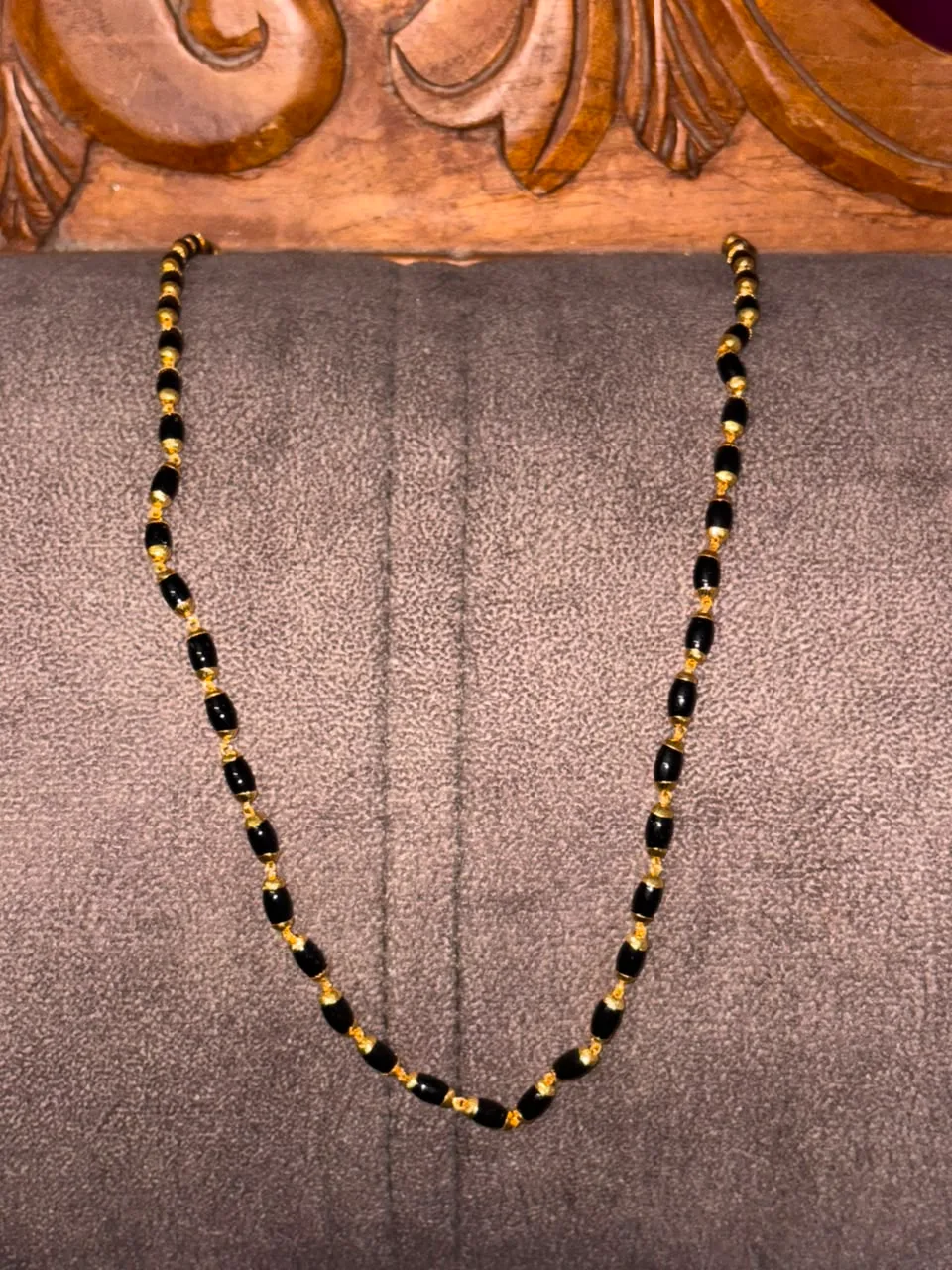 Black Pearl Chain with Gold Plated Caps