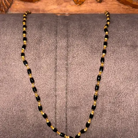 Black Pearl Chain with Gold Plated Caps